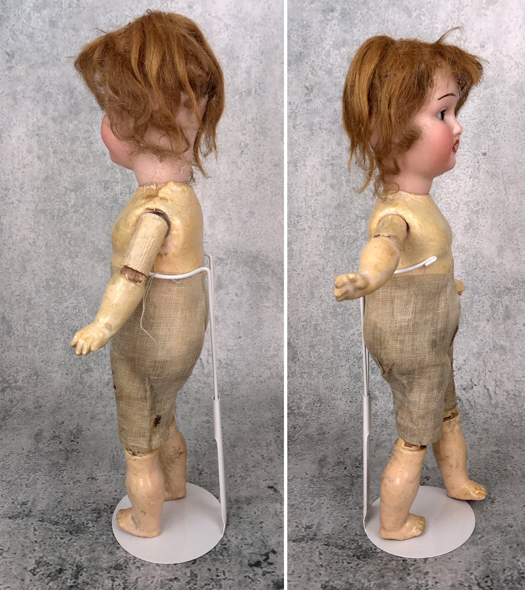 Antique German Bisque head doll with wood body Etsy