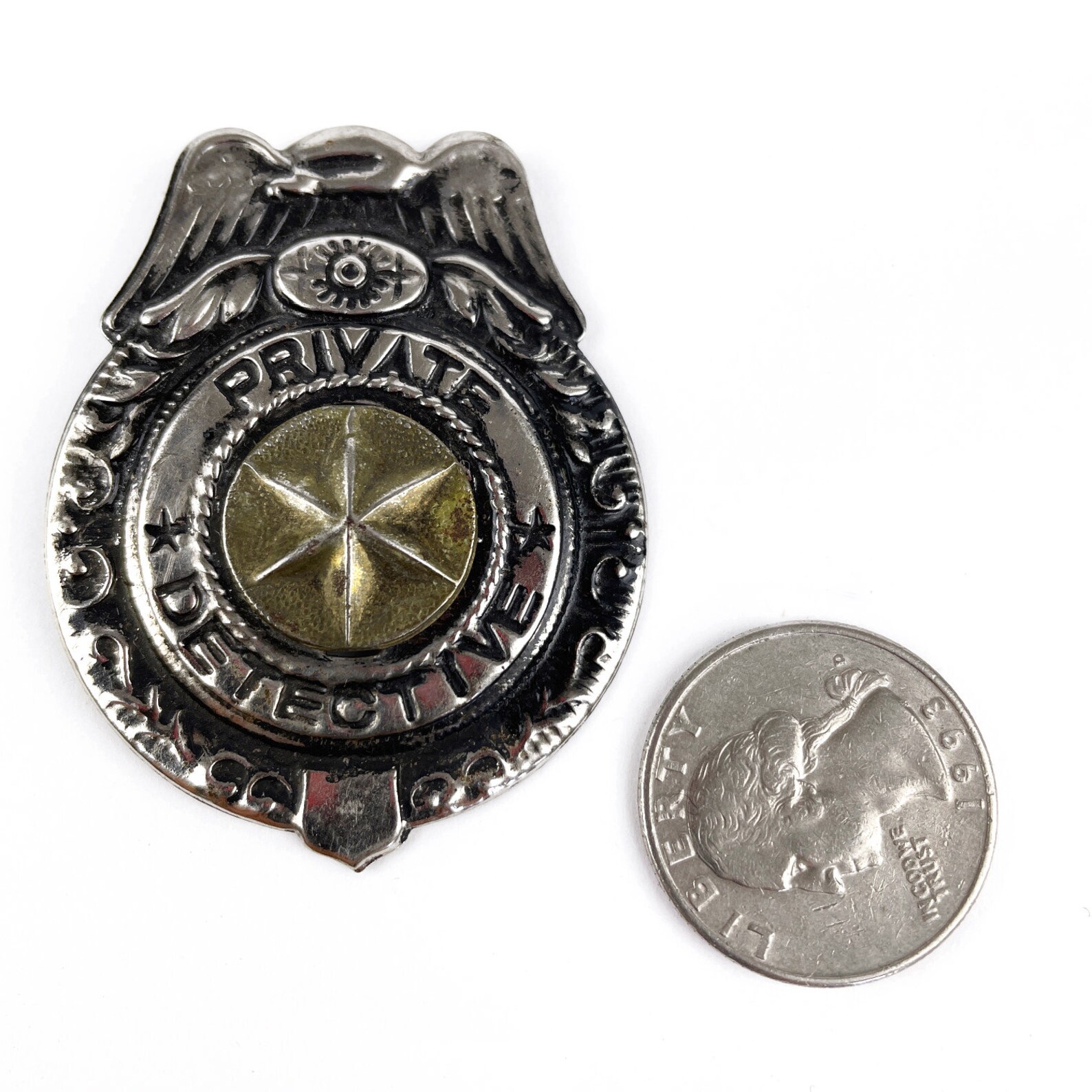 Vintage metal toy detective badge Etsy