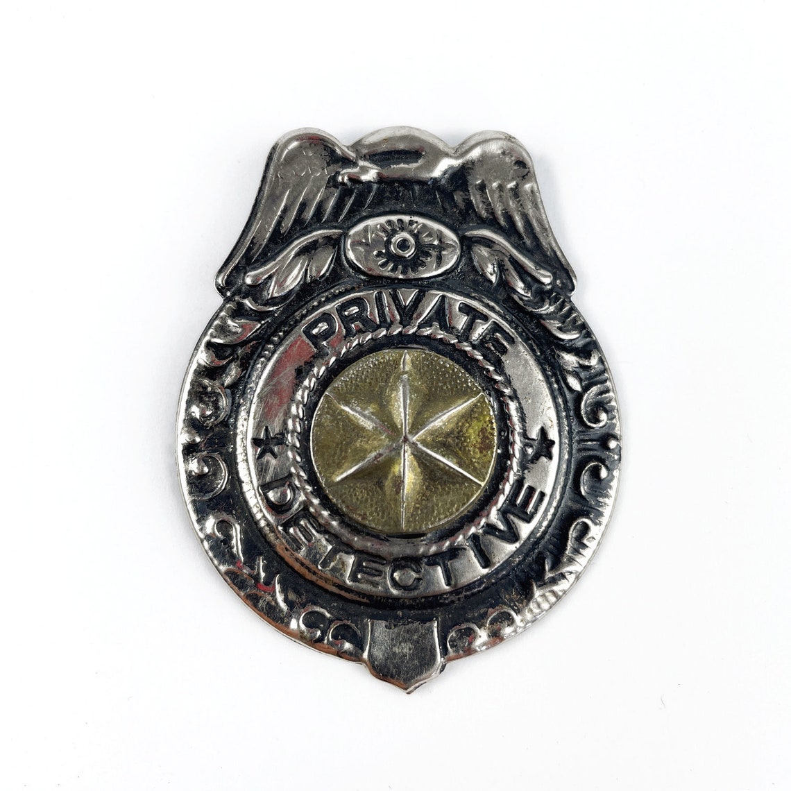 Vintage metal toy detective badge Etsy