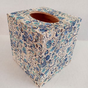 Bellissimo decoupage in legno scatola di fazzoletti di carta italiana floreale con riflessi dorati