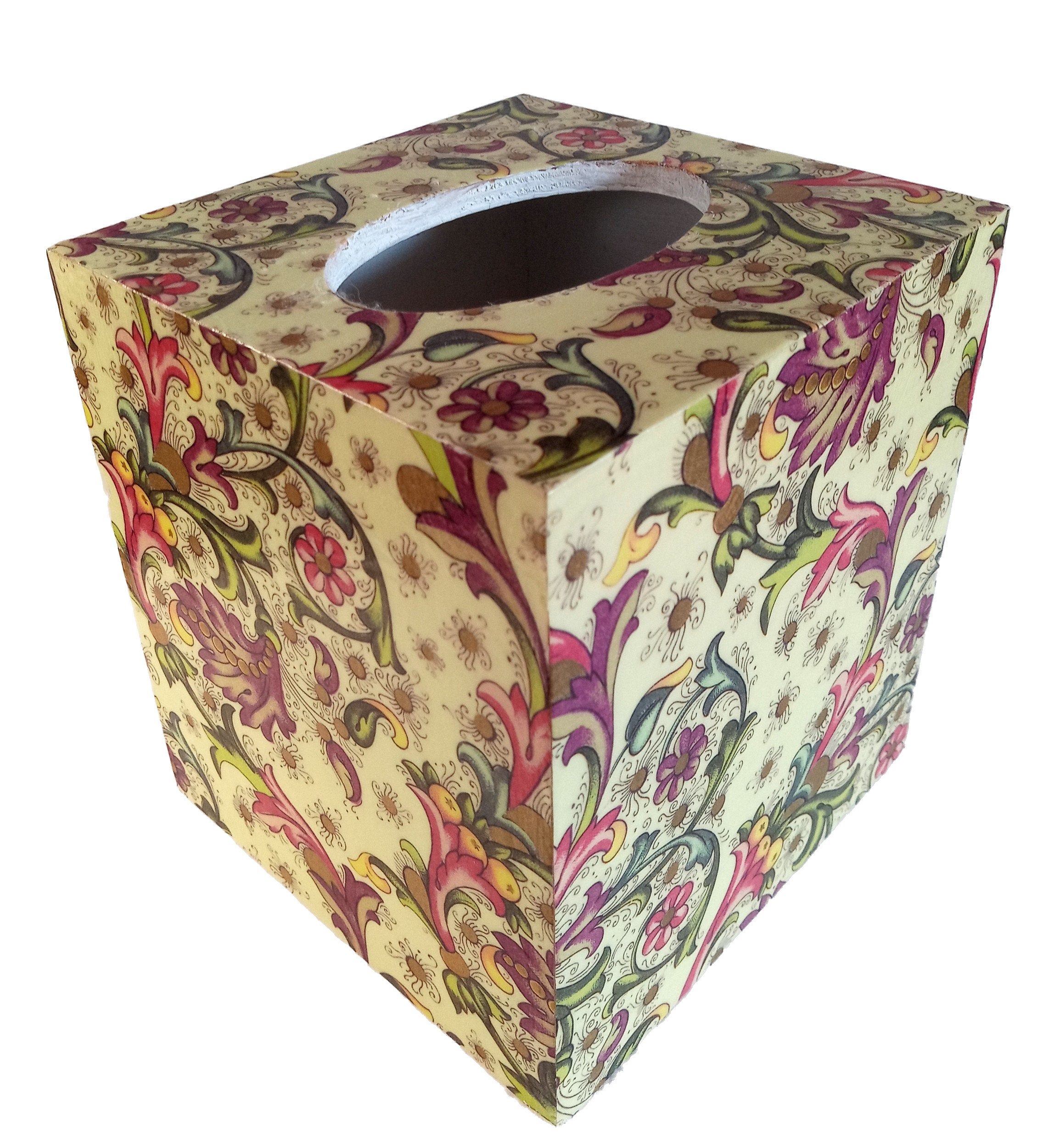 Beautiful Decoupage Wood Tissue Box Cover With Bottom Classic Etsy