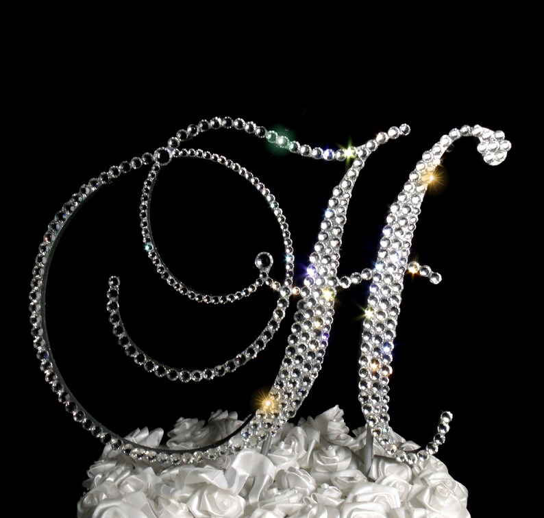 2.5/" SILVER Letter G Rhinestone Cake Topper Wedding Party Decorations SALE