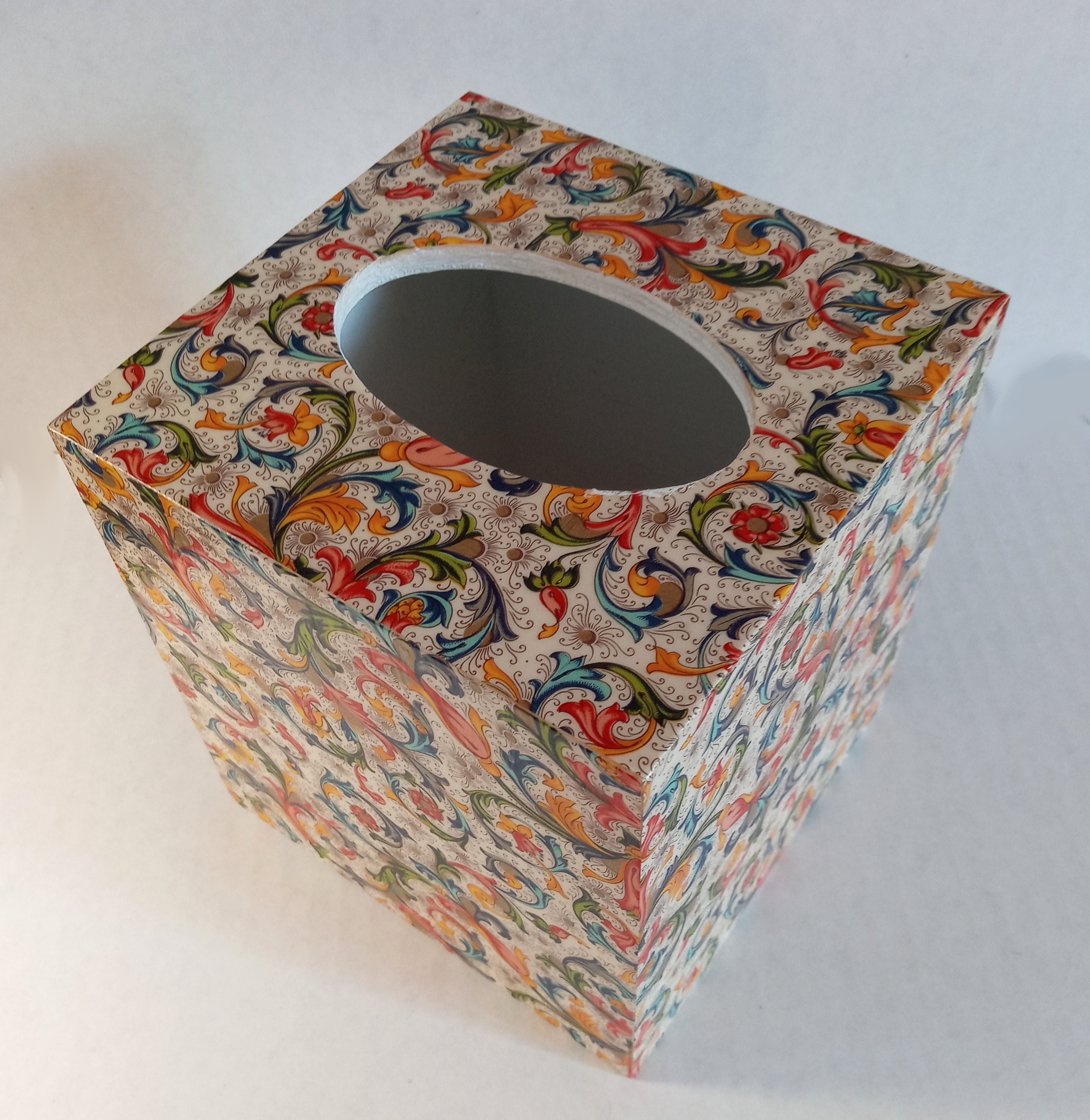 Beautiful Decoupage Wood Tissue Box Cover With Bottom Floral Etsy