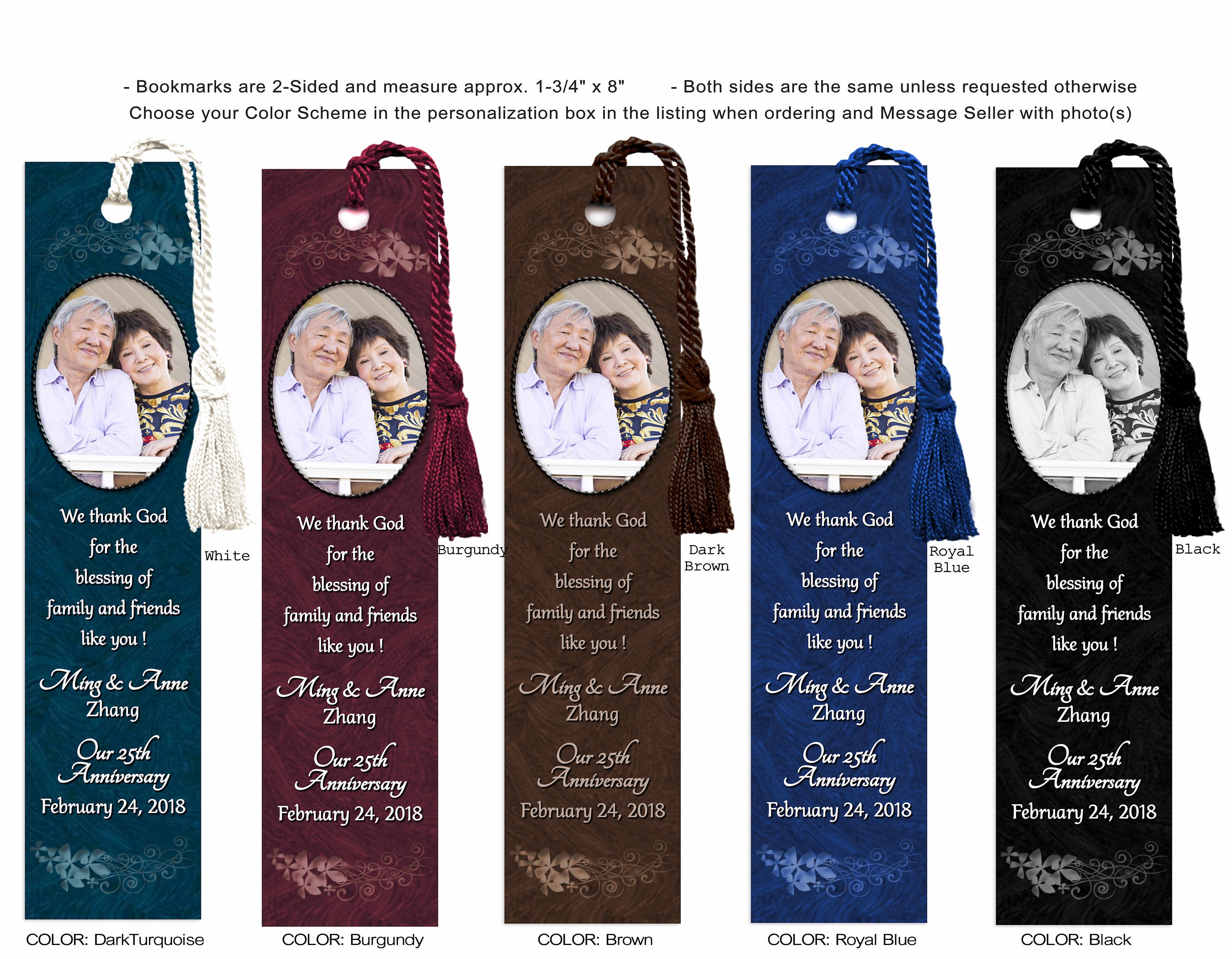 25th Bookmarks AB2 Anniversary Custom Bookmark Favor Bookmark Guest