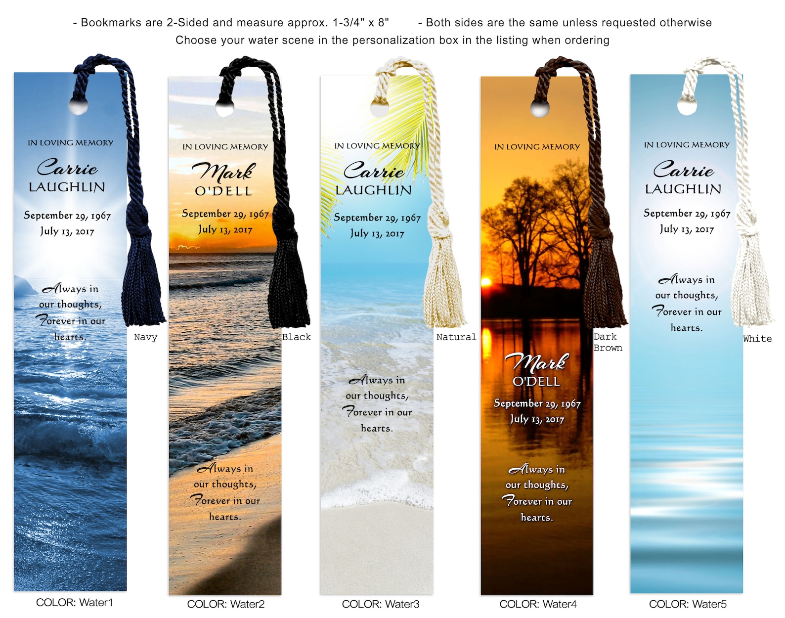 Personalized Funeral Favors Custom Bookmark Memorial Etsy