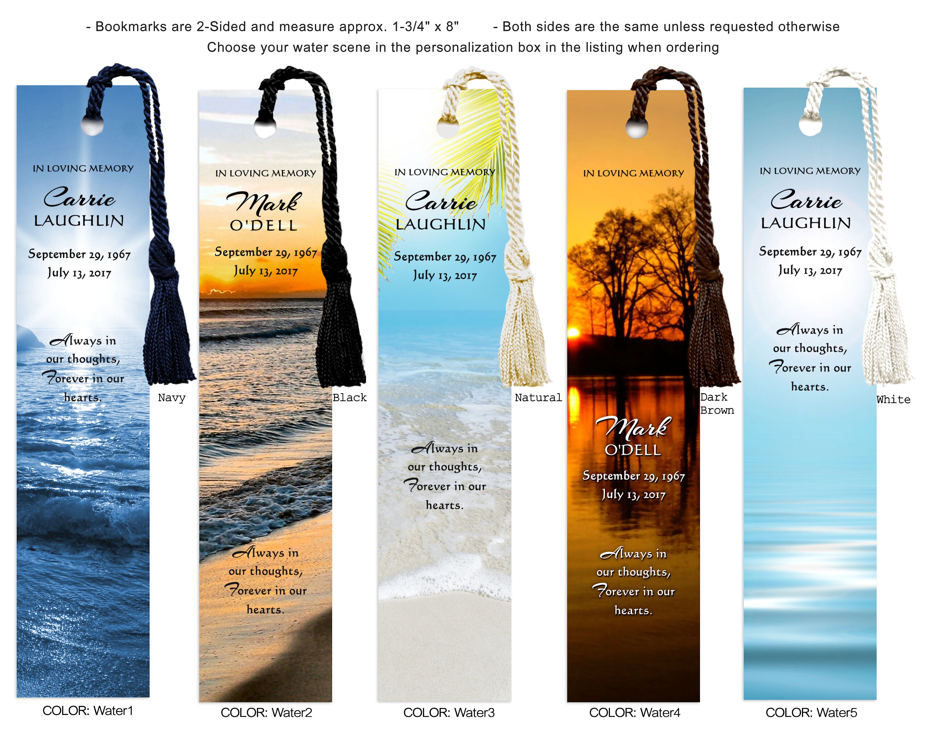 Personalized Funeral Favors Custom Bookmark Memorial Etsy
