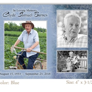 Memorial Photo Magnet, Celebration of Life, Funeral Favor, Funeral Card, Memorial Service, Memorial Card, #MPM10