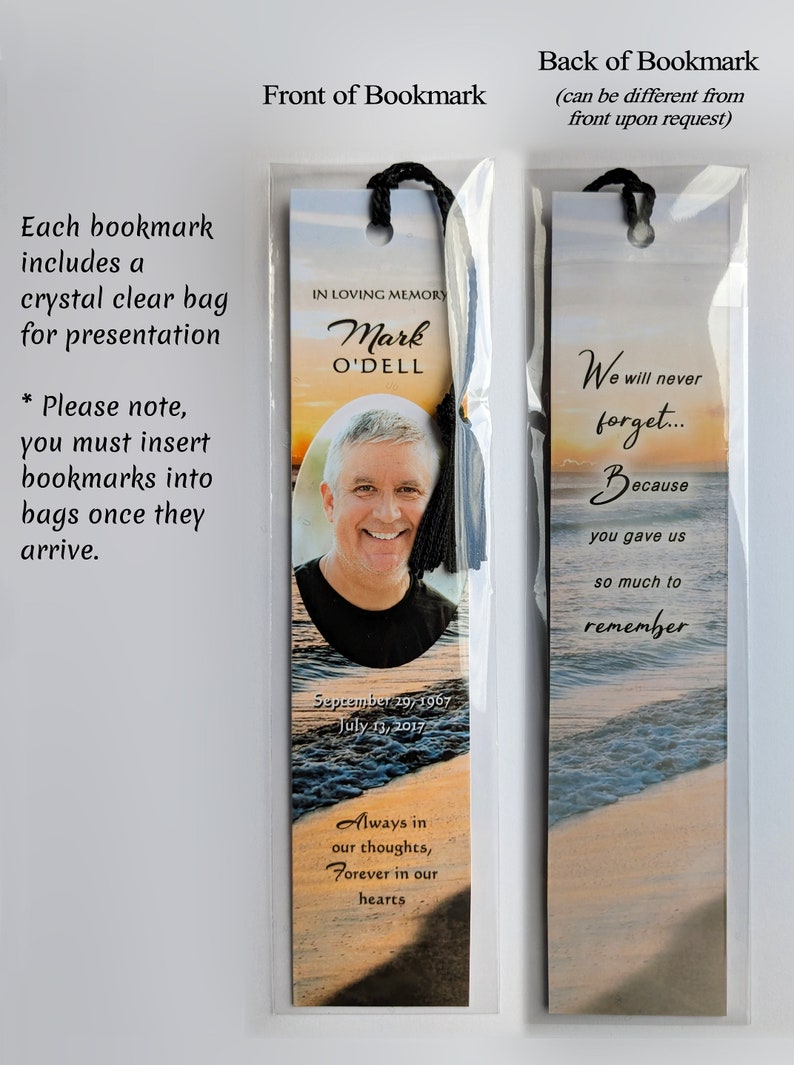 Personalized Memorial Bookmarks, Funeral Favors, Custom Bookmark MPB1 image 2