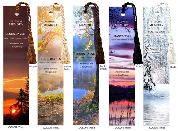 personalized memorial bookmarks funeral