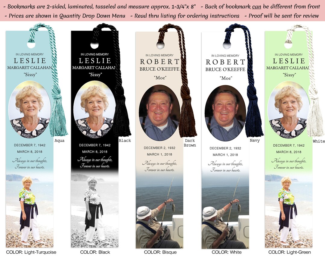 Personalized Memorial Bookmarks, Funeral Favors, Custom Bookmark MPB4