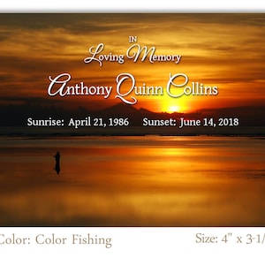 Fishing Memorial Magnet, Celebration of Life, Funeral Favor, Funeral Card, Memorial Service, Memorial Card, #MM24
