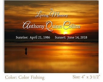 Fishing Memorial Magnet, Celebration of Life, Funeral Favor, Funeral Card, Memorial Service, Memorial Card, #MM24