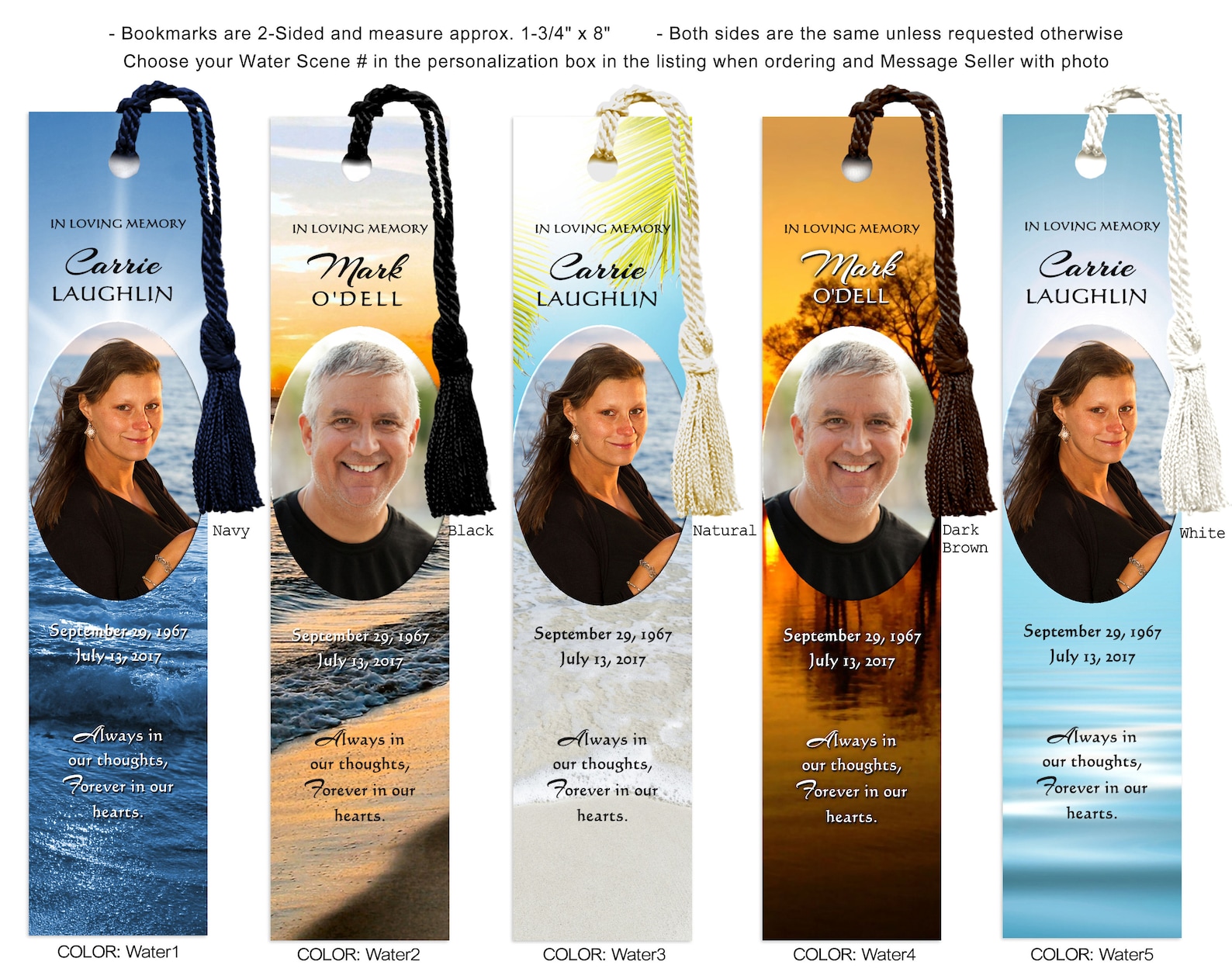 Personalized Memorial Bookmarks Funeral Favors Custom Etsy