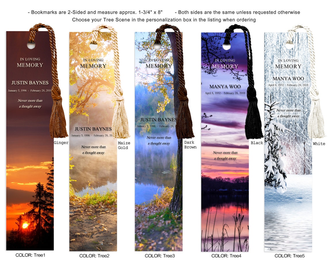 Personalized Memorial Bookmarks Funeral Favors Custom Etsy