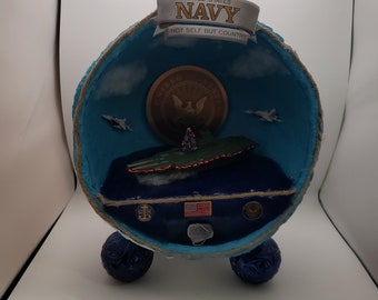 Navy Christmas Diorama Table Decor