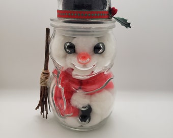 Snowman Glass Jar Table decor