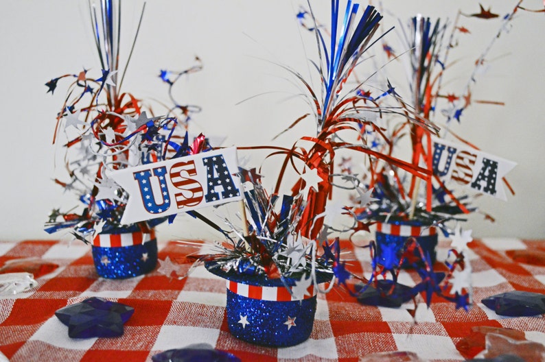 4th Of July Patriotic Top Hats Table Decoration Set Of 3 Etsy