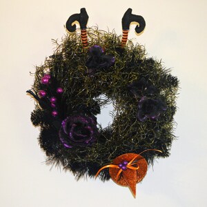 Halloween Witch Wreath, Halloween Decor, Witch Legs Wreath