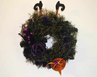 Halloween Wreath Witch, Halloween Decor, Witch Legs Wreath