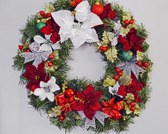 Christmas Wreath, Pine Wreath, Holiday Wreath, Door Wreath, Floral Wreath, Traditions, Ready to Ship!