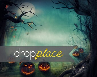 Durable Fabric Backdrop Floor Drop Halloween Pumpkin All Hallows Eve Party Background Photo Booth Photo Prop (Multiple Sizes Available)