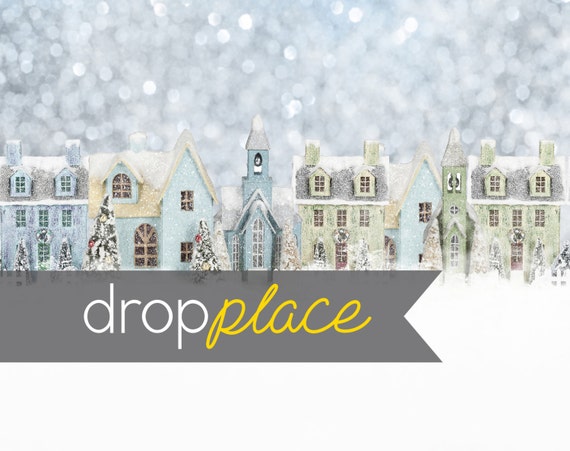 snowy christmas village backdrop