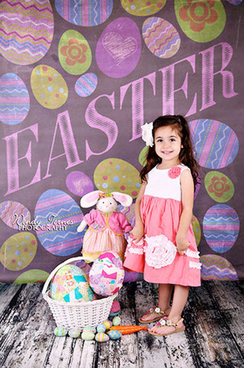 Multiple Sizes Fabric Backdrop Pastel Chalkboard Easter Eggs Floor and Wall Photography Background Washable Material Photo Prop