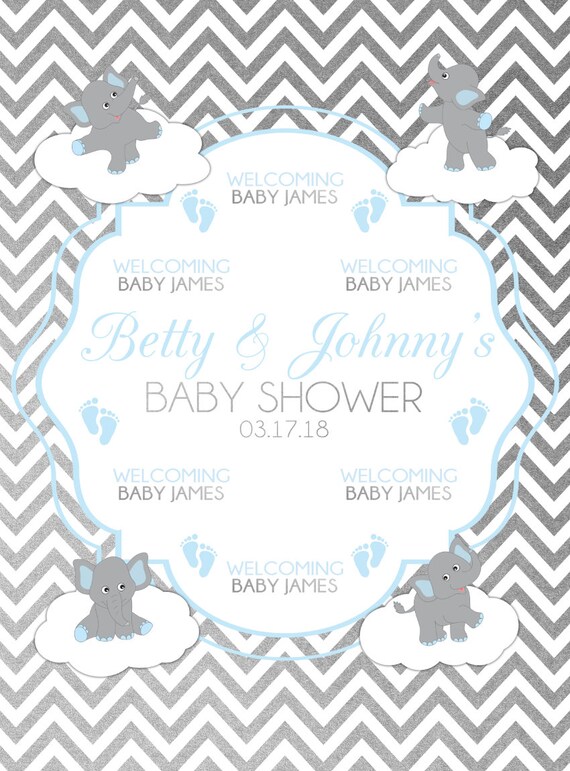 On Sale Custom Elephant Baby Shower Backdrop Banner Printed Etsy