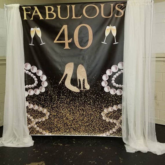 On Sale Custom 40th Birthday Fabulous Backdrop Banner Etsy