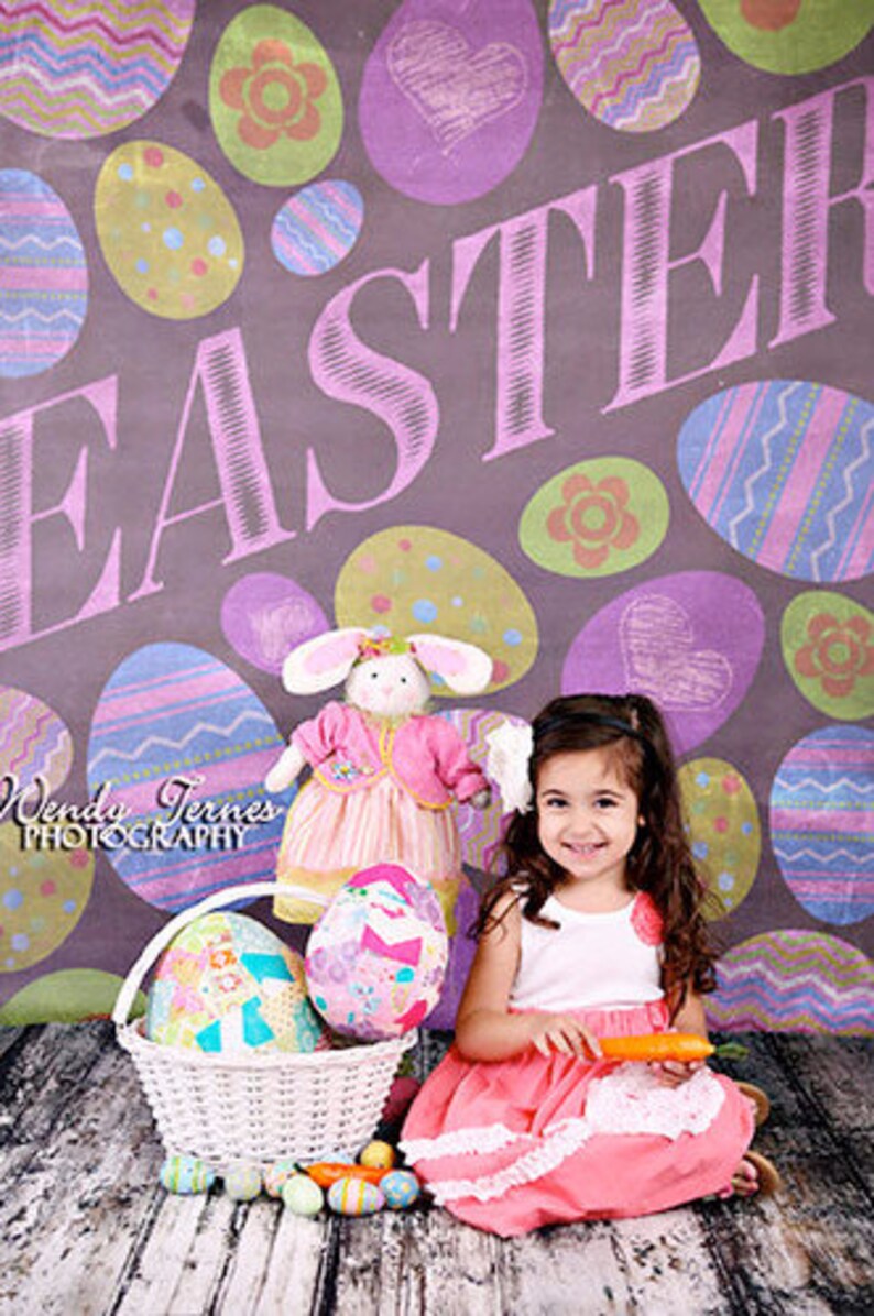 Multiple Sizes Fabric Backdrop Pastel Chalkboard Easter Eggs Floor and Wall Photography Background Washable Material Photo Prop