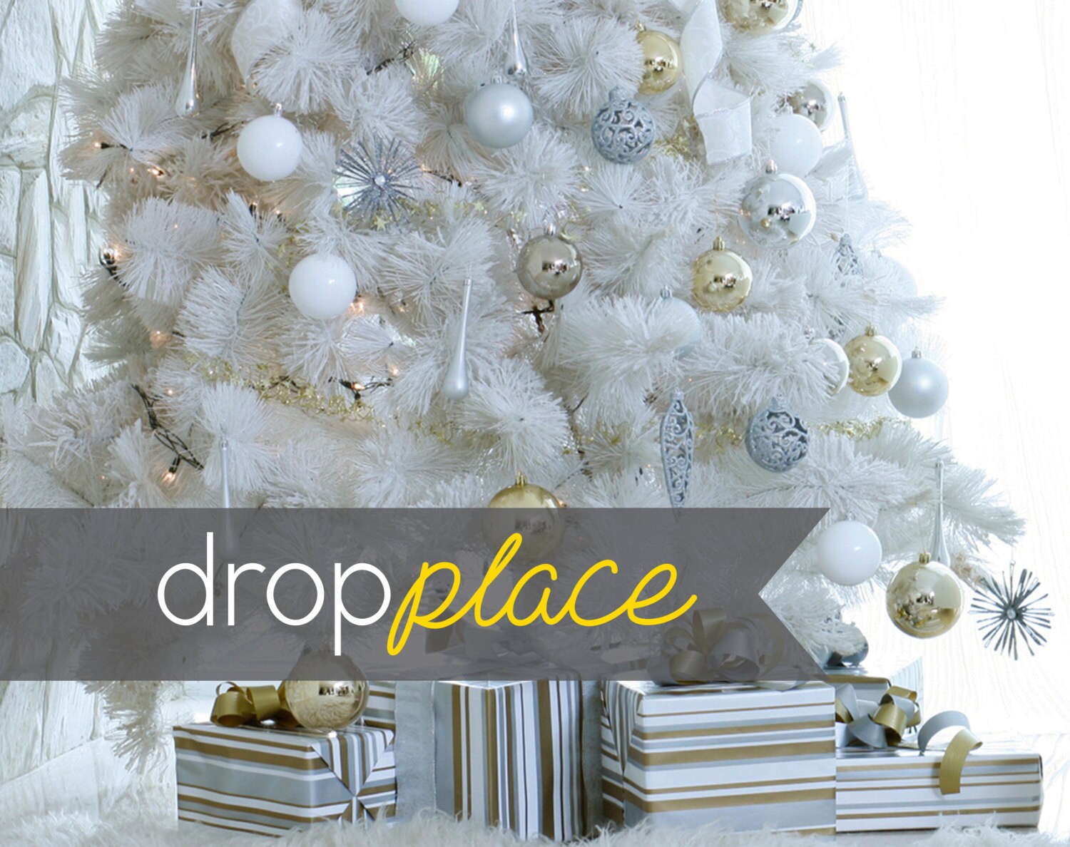 White Christmas Tree Backdrop Holiday Drop Party Background Etsy