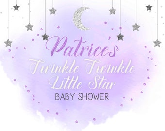 Twinkle Twinkle Little Star Watercolor Backdrop Custom Vinyl Banner Background Baby Shower Photo Booth Prop 1st birthday