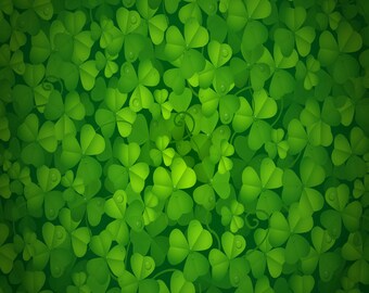 ON SALE Custom Saint Patrick's Clover Pattern Green Backdrop Banner Printed Background Photo Booth Prop (Any Text color)