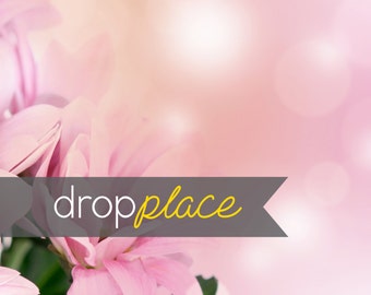 ON SALE Backdrop Valentine's Day Drops Pink Flowers with Pink and Gold Bokeh Photo Background (Multiple Sizes Available)