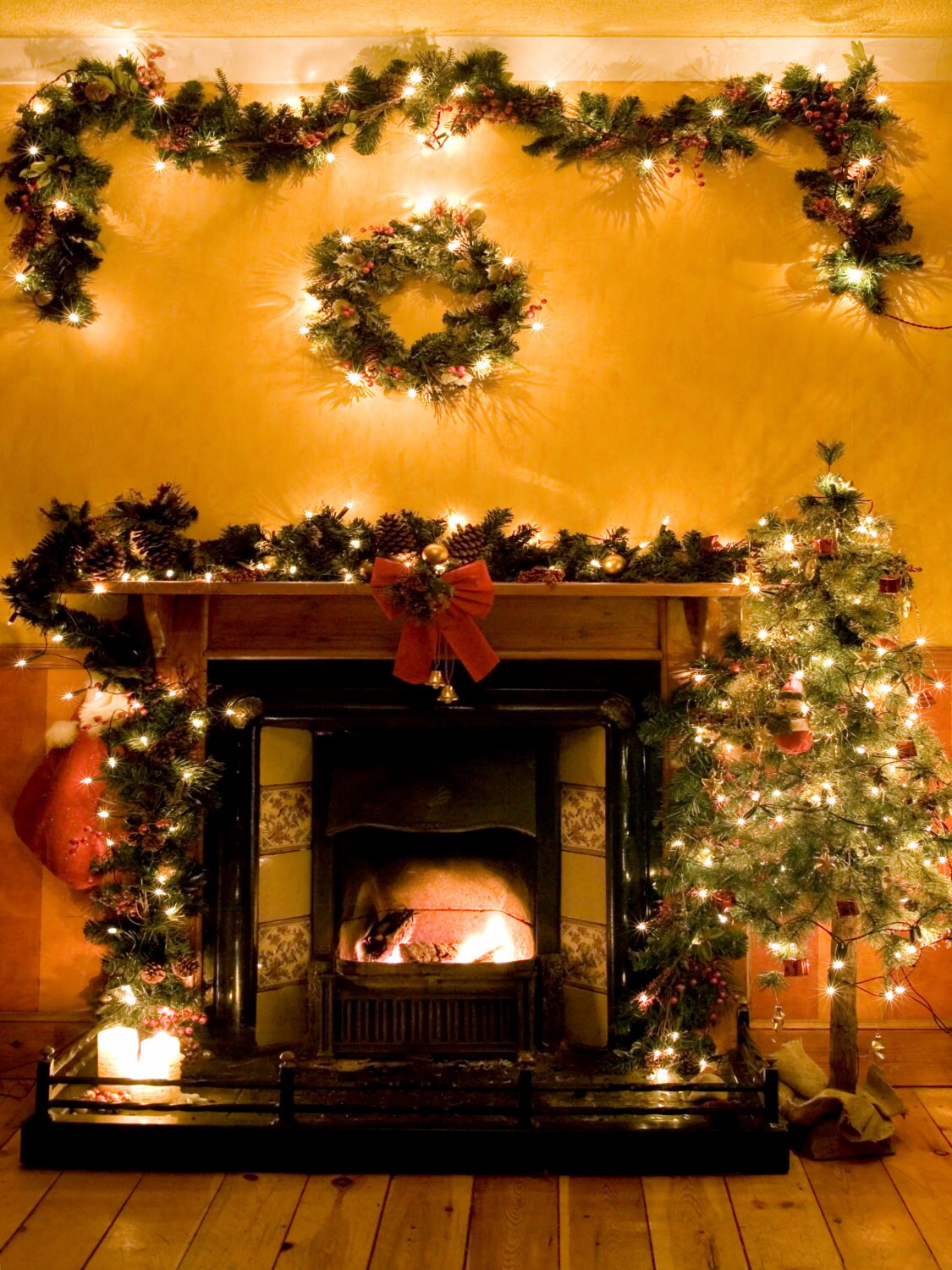 Christmas Fireplace Backdrop Holiday Background Photography | Etsy