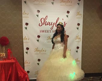 ON SALE Sweet 16 CUSTOM Backdrop Birthday banner  Photo Booth Wedding Baby Shower Graduation Party Event Prop Vinyl Photography Background