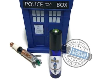 Sonic Scent - DALEK SOUFFLE - "Dalek Clara" Doctor Who Inspired Body Scent - Chocolate Orange Fragrance in a Blue Glass Roller Bottle
