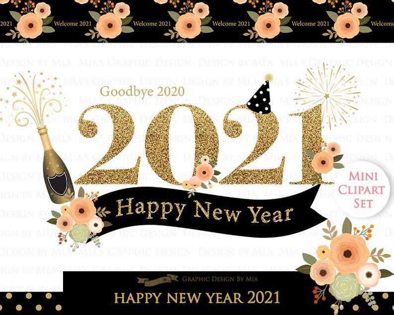 Happy New Year 2021 Goodbye 2020 Hello 2021 Mini Clip Art Etsy