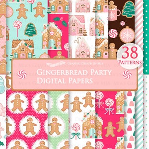 Gingerbread, Gingerbread Man, Gingerbread House, Gingerbread Cookies, Holiday Gingerbread Digital Paper Pack - Instant Download -  DP220