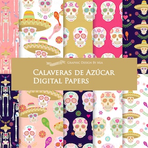 Sugar Skull / Calaveras de Azúcar Digital Paper Pack - Instant Download - DP178