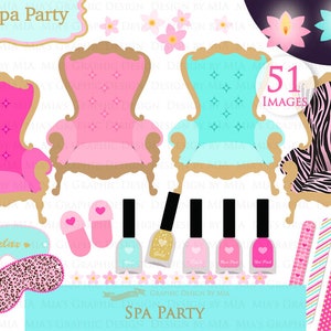Spa, Spa Party, Spa Day, Spa Chair, Spa Birthday Party, Spa Clip Art - Instant Instant  Download - CA084