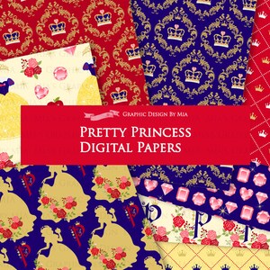 Princess, Princess Dress, Birthday Part, Princess Party, Royal, Snow White, Princess Digital Paper Pack Instant Download DP199 image 2