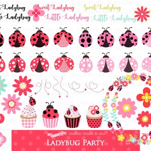 Ladybug, Ladybug Graphic, Ladybug Images, Ladybug Party, Ladybug Digital Clip Art Digital Paper Set Instant Download image 4