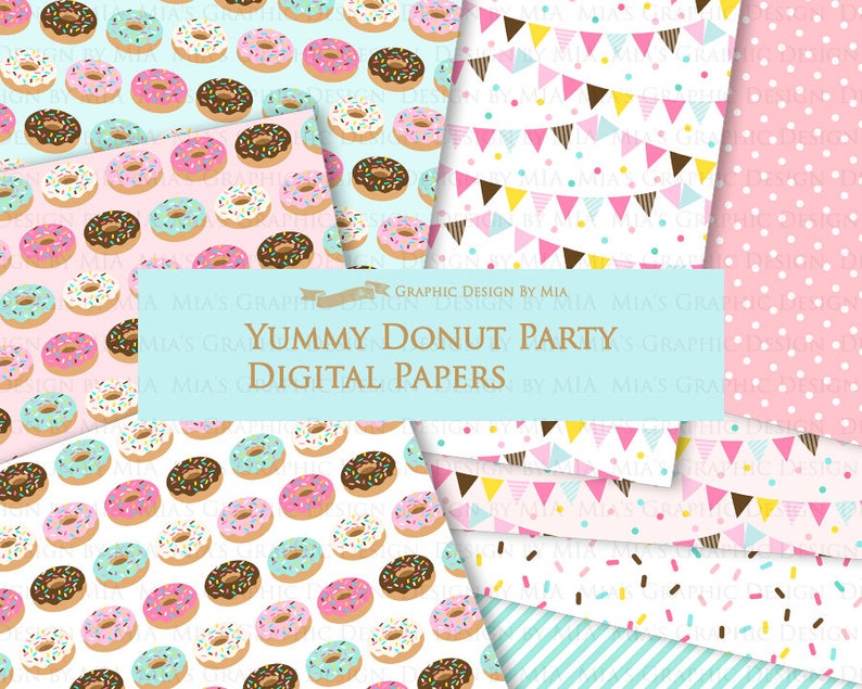Donut, Yummy Donut Party, Doughnut, Donut Sprinkle Digital Paper Pack Instant Download DP064 image 4
