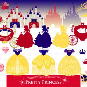 Princess, Princess Dress, Birthday Part, Princess Party, Royal, Snow White, Princess Clip Art Instant Download CA193 image 2