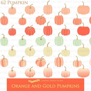 Orange and Gold Pumpkins, Pumpkin, Orange Pumpkin, Gold Pumpkin, Pumpkin Digital, Pumpkin Clip Art Digital Paper Set image 4