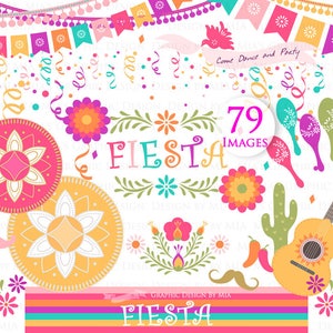 Fiesta Clip Art, Sombrero, Mariachi Guitar, Mexican Hat, Wedding, Maracas, Mexican Party Clip Art Instant Download CA077 image 1