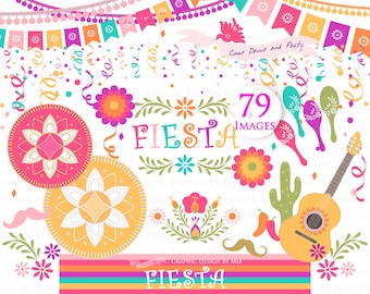 Fiesta Clip Art, Sombrero, Mariachi Guitar, Mexican Hat, Wedding, Maracas, Mexican Party Clip Art - Instant Download - CA077