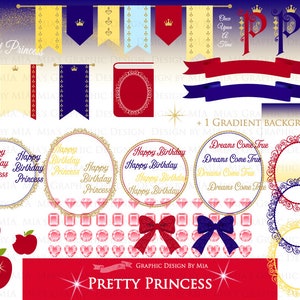 Princess, Princess Dress, Birthday Part, Princess Party, Royal, Snow White, Princess Clip Art Instant Download CA193 image 3