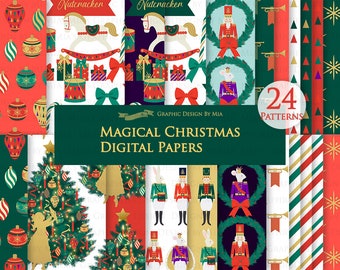 Nutcracker, Nutcracker Ballet, Christmas Ballet, Magical Christmas, Christmas Digital, Happy Holidays, Christmas Digital Paper Pack DP204